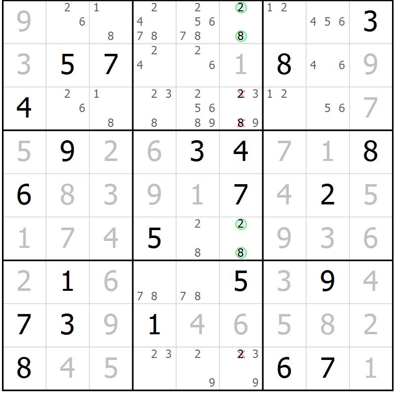 Position des candidats pour la solution de la Gr 28 page 30 du magazine de sudoku Expert n° 016