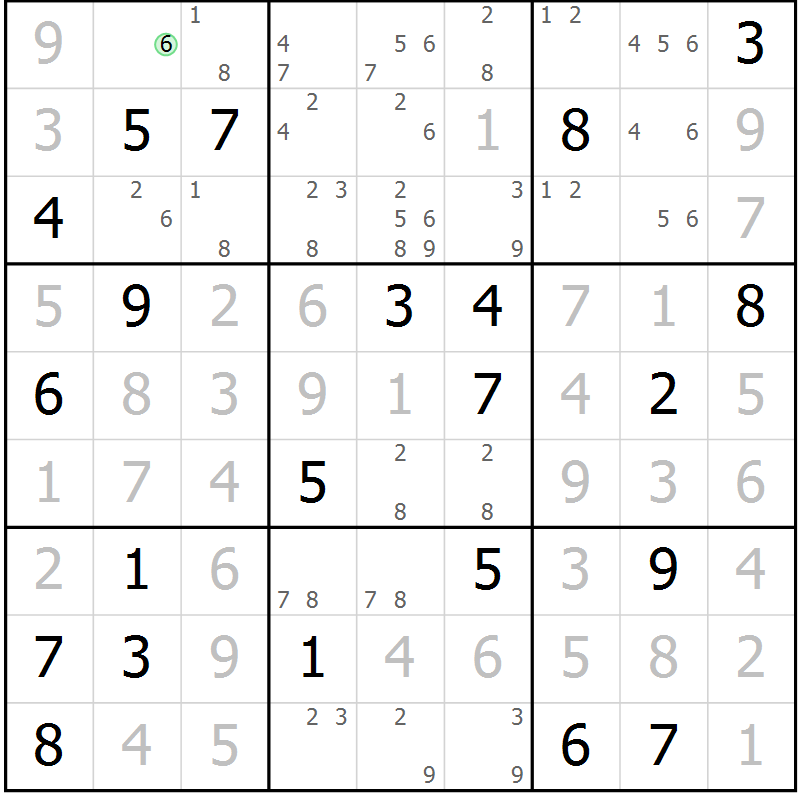 Position des candidats pour la solution de la Gr 28 page 30 du magazine de sudoku Expert n° 016
