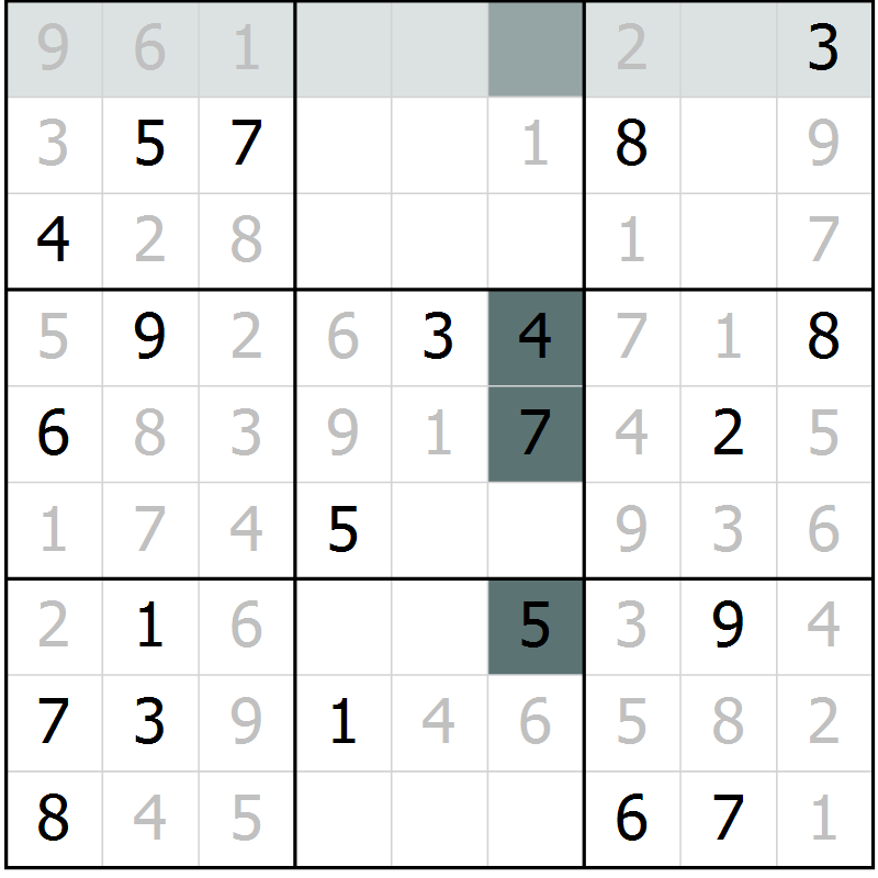 Position des candidats pour la solution de la Gr 28 page 30 du magazine de sudoku Expert n° 016