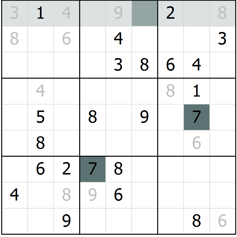 Position des candidats pour la solution de la Gr 29 page 31 du magazine de sudoku Expert n° 016