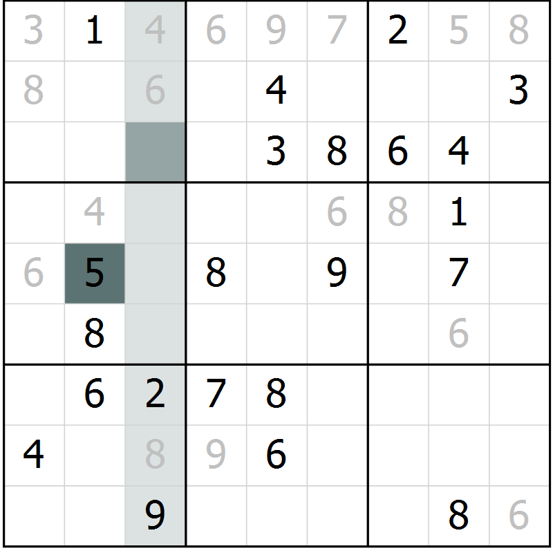 Position des candidats pour la solution de la Gr 29 page 31 du magazine de sudoku Expert n° 016