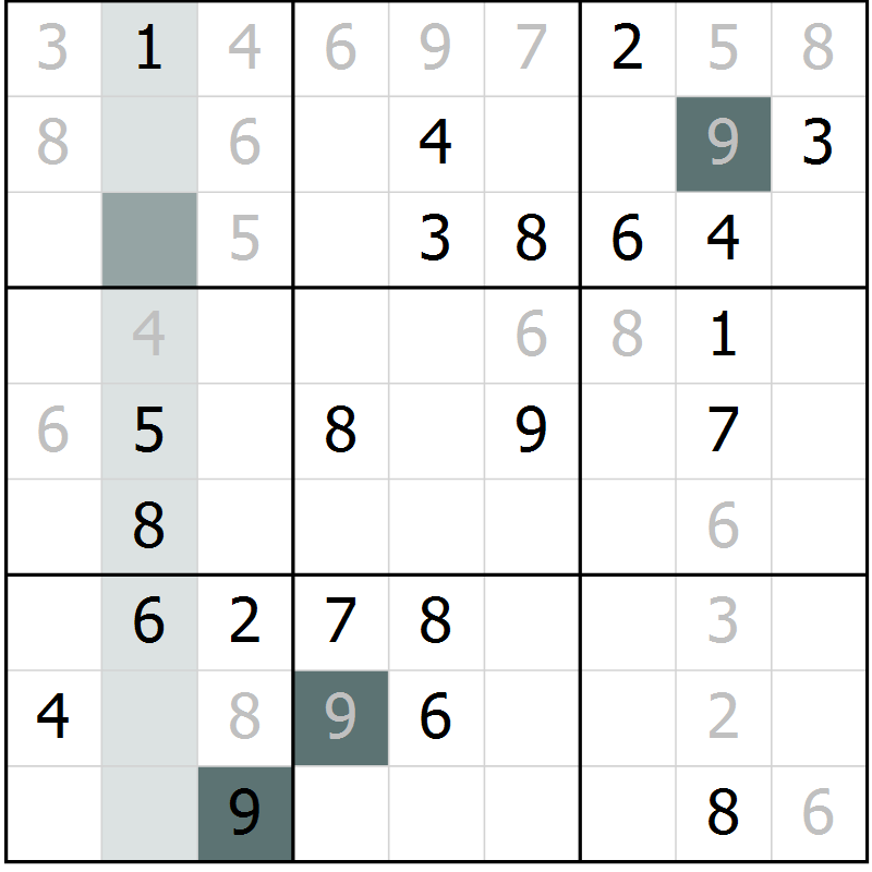 Position des candidats pour la solution de la Gr 29 page 31 du magazine de sudoku Expert n° 016