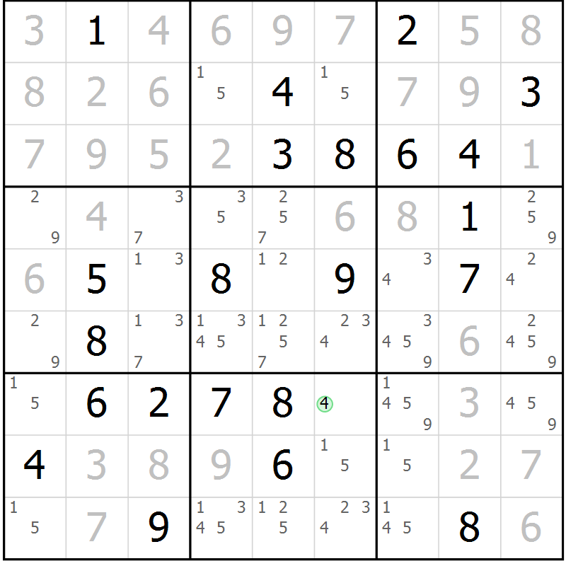 Position des candidats pour la solution de la Gr 29 page 31 du magazine de sudoku Expert n° 016