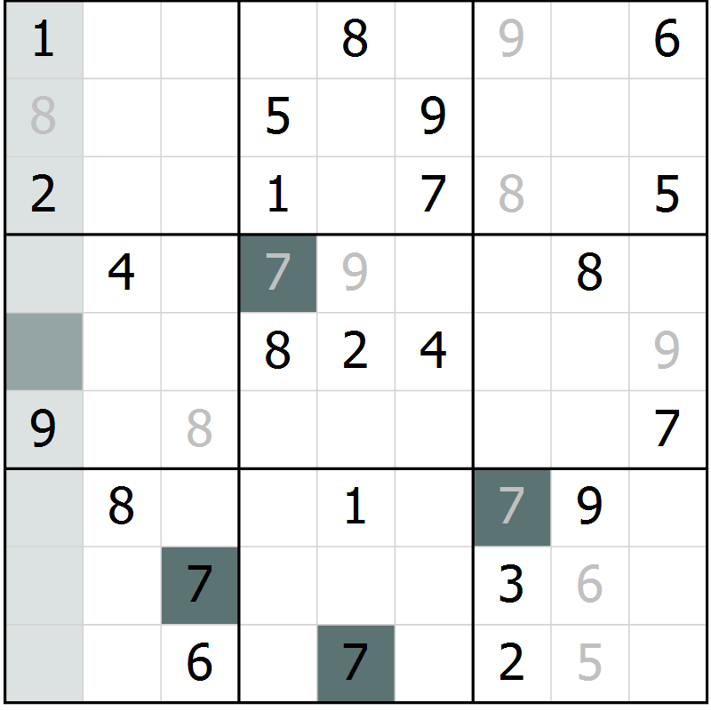 Position des candidats pour la solution de la Gr 3 page 5 du magazine de sudoku Expert n° 016