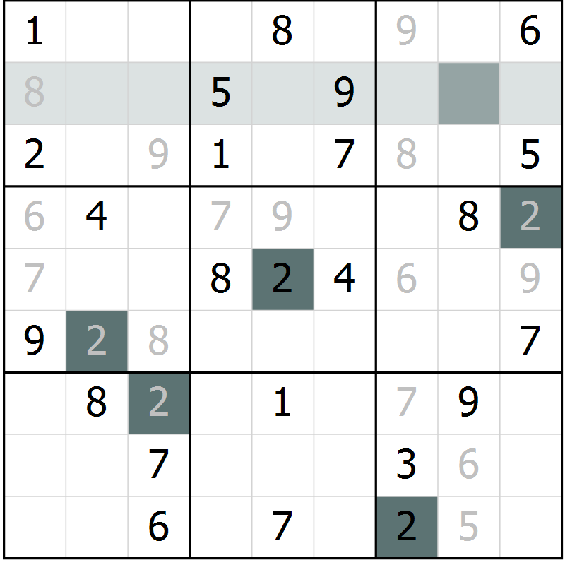 Position des candidats pour la solution de la Gr 3 page 5 du magazine de sudoku Expert n° 016