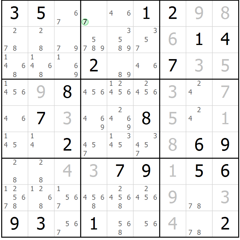 Position des candidats pour la solution de la Gr 30 page 32 du magazine de sudoku Expert n° 016
