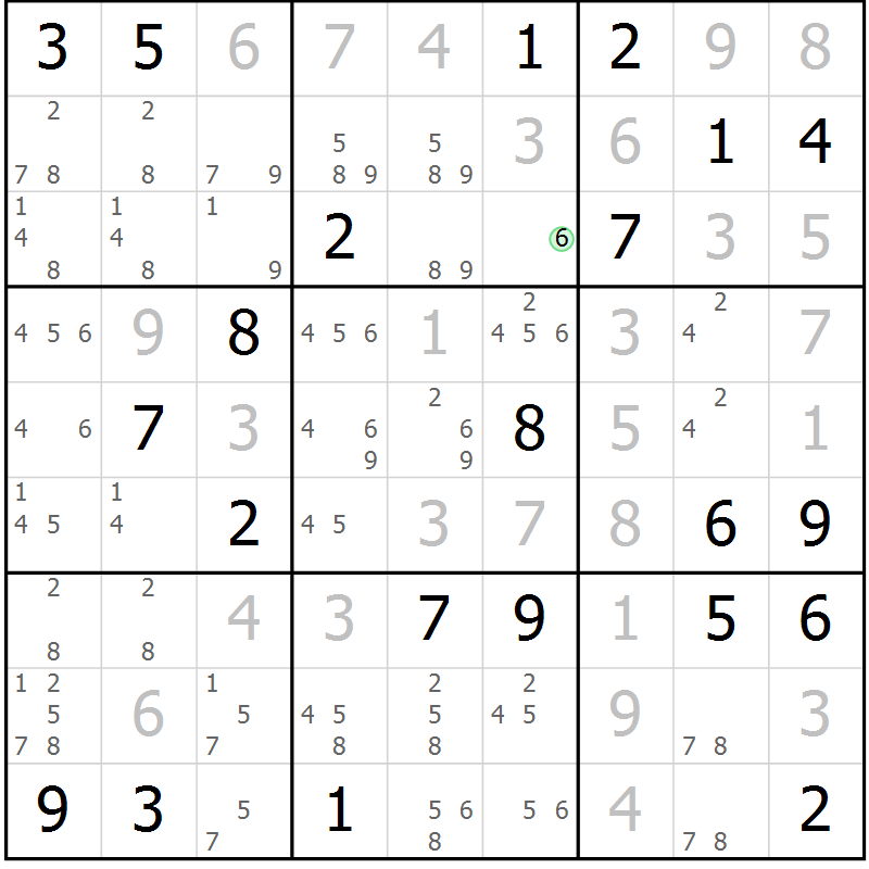 Position des candidats pour la solution de la Gr 30 page 32 du magazine de sudoku Expert n° 016