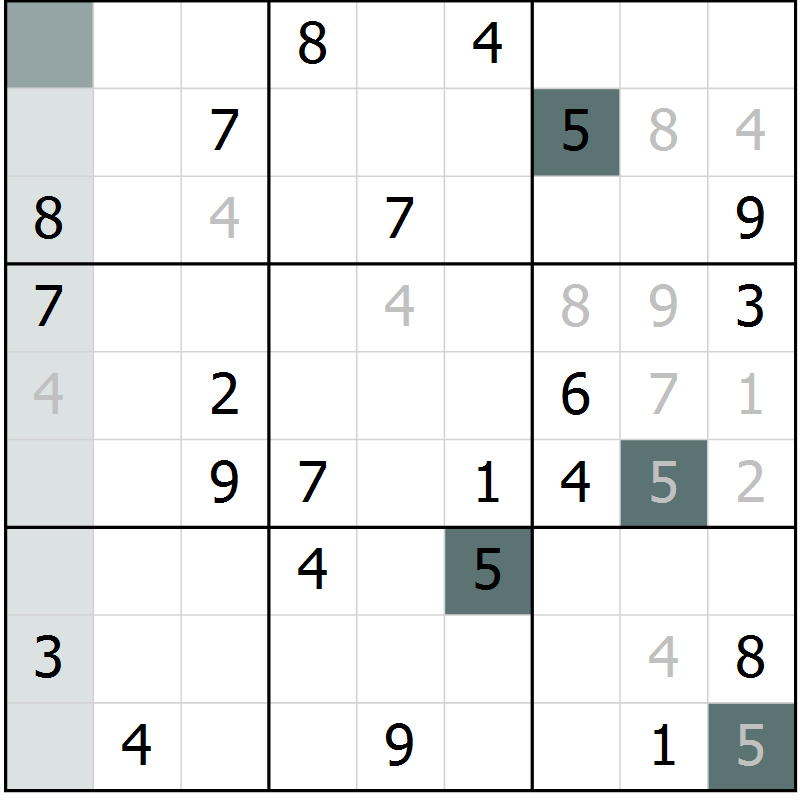 Position des candidats pour la solution de la Gr 31 page 33 du magazine de sudoku Expert n° 016