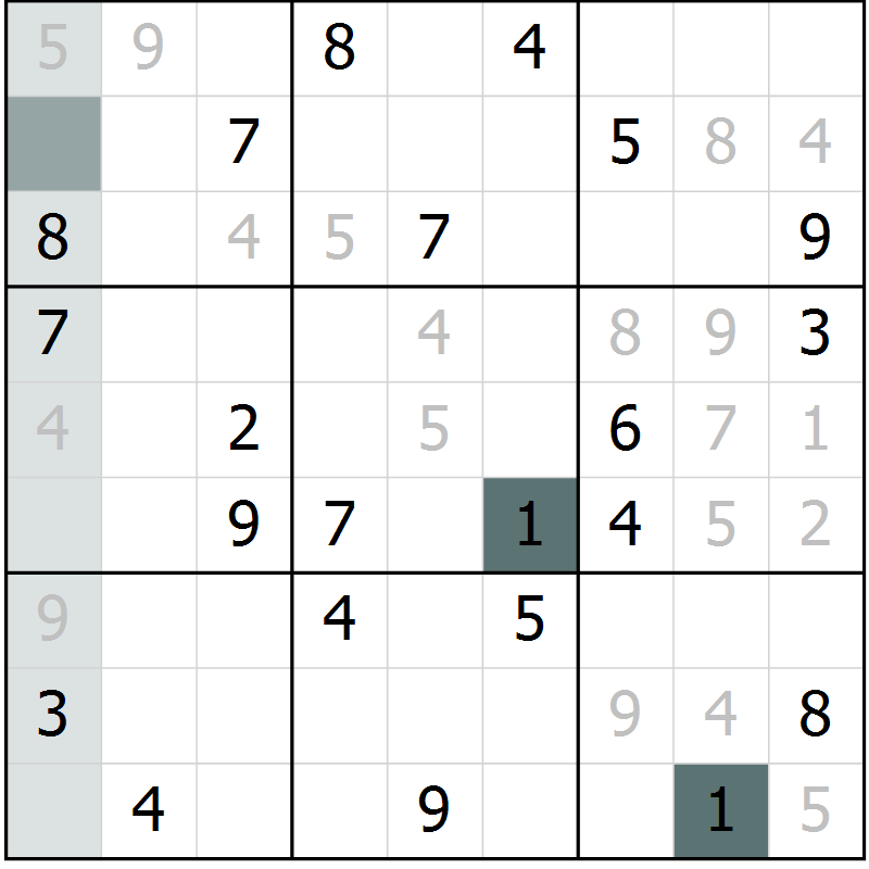 Position des candidats pour la solution de la Gr 31 page 33 du magazine de sudoku Expert n° 016