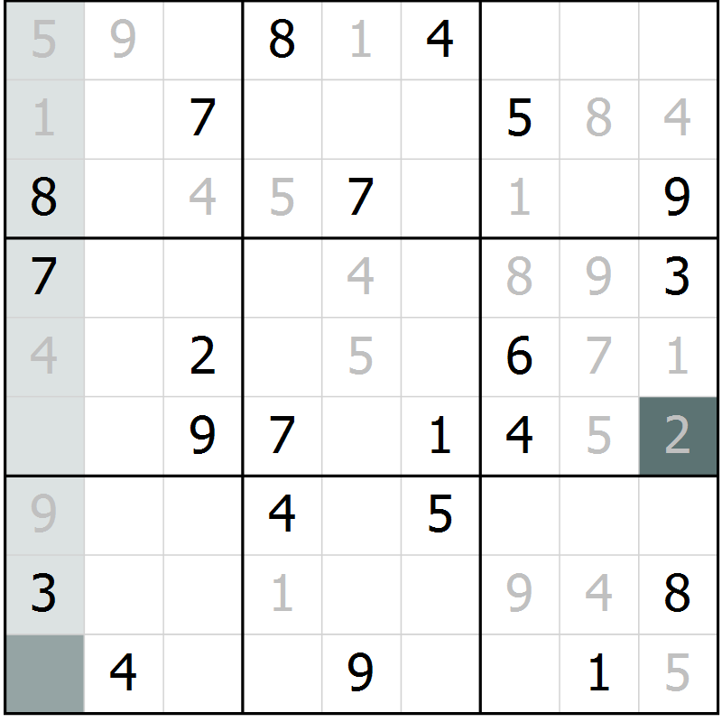 Position des candidats pour la solution de la Gr 31 page 33 du magazine de sudoku Expert n° 016
