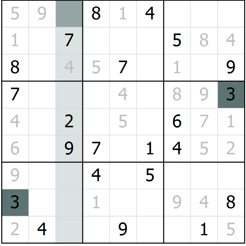 Position des candidats pour la solution de la Gr 31 page 33 du magazine de sudoku Expert n° 016