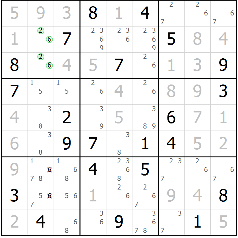 Position des candidats pour la solution de la Gr 31 page 33 du magazine de sudoku Expert n° 016