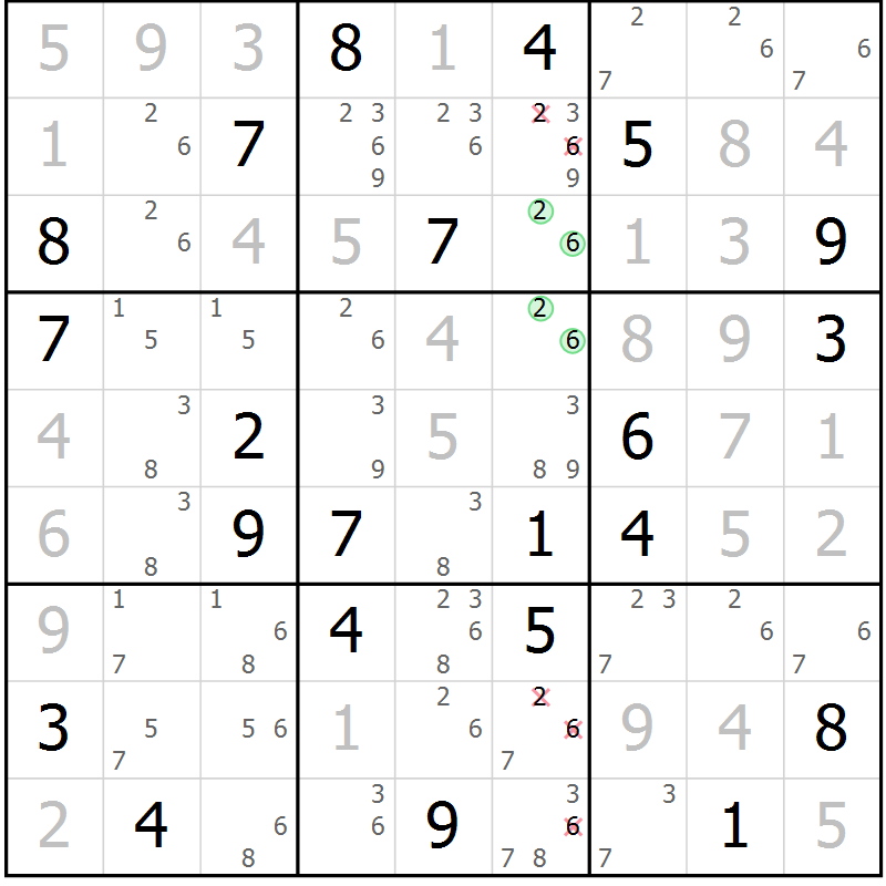 Position des candidats pour la solution de la Gr 31 page 33 du magazine de sudoku Expert n° 016