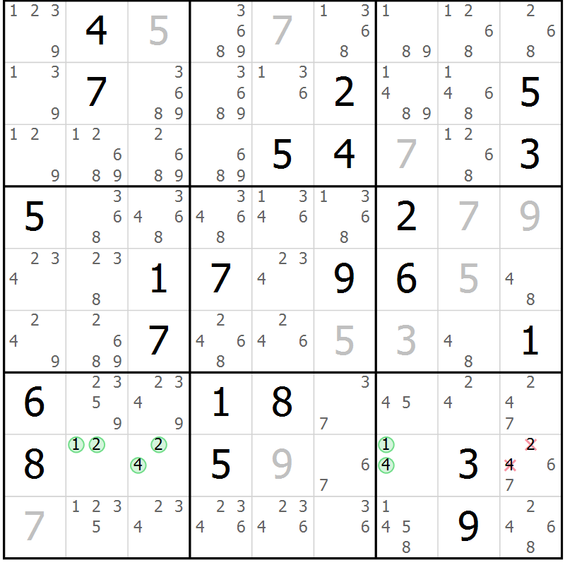Position des candidats pour la solution de la Gr 32 page 34 du magazine de sudoku Expert n° 016