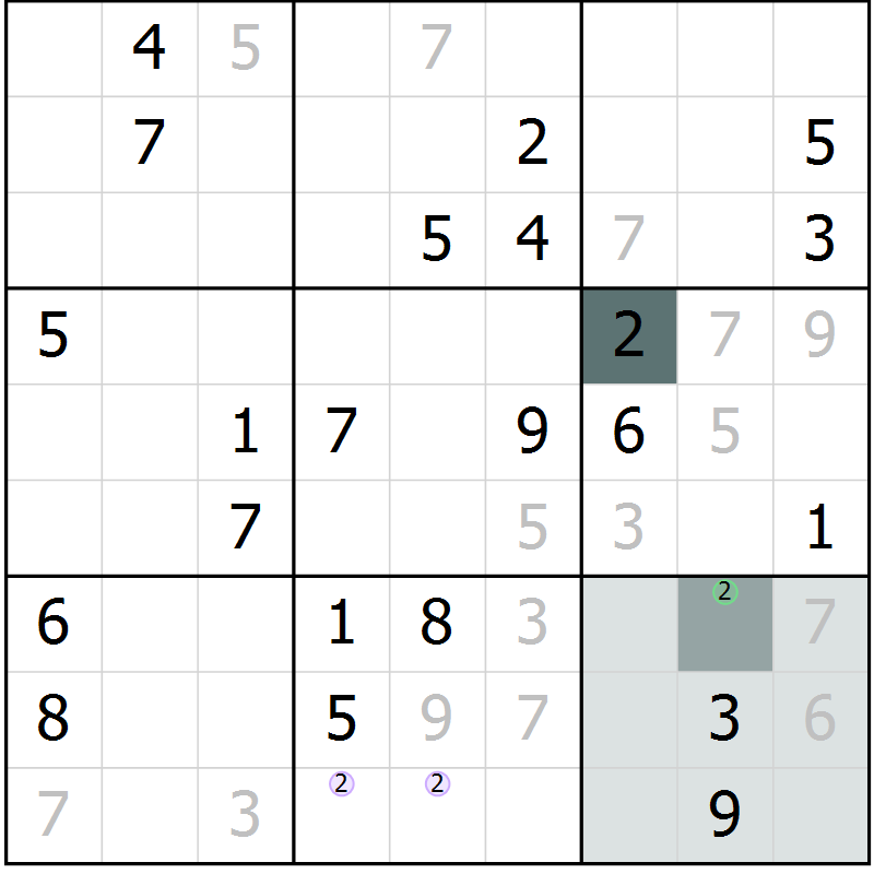 Position des candidats pour la solution de la Gr 32 page 34 du magazine de sudoku Expert n° 016