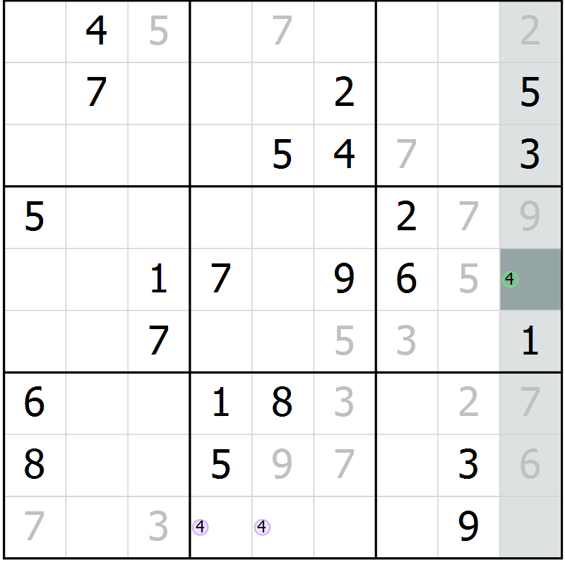Position des candidats pour la solution de la Gr 32 page 34 du magazine de sudoku Expert n° 016