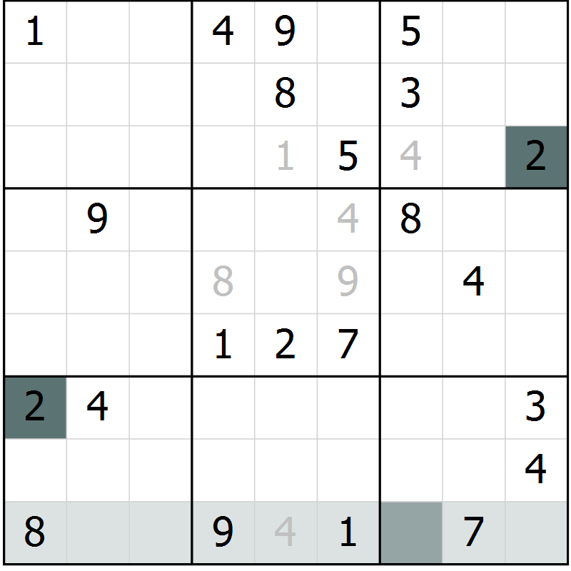 Position des candidats pour la solution de la Gr 33 page 35 du magazine de sudoku Expert n° 016
