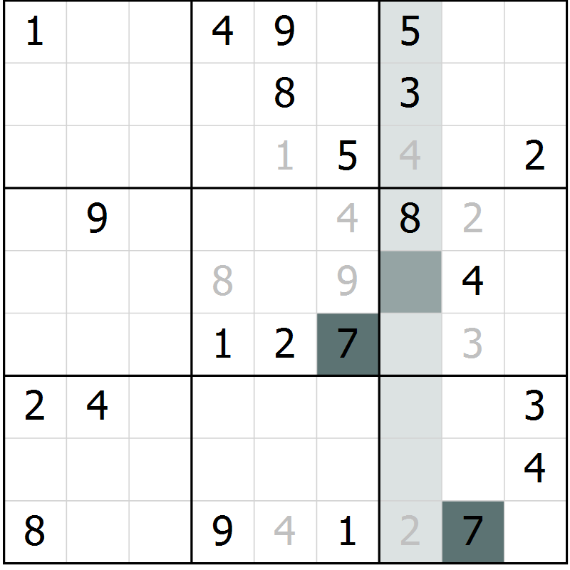 Position des candidats pour la solution de la Gr 33 page 35 du magazine de sudoku Expert n° 016