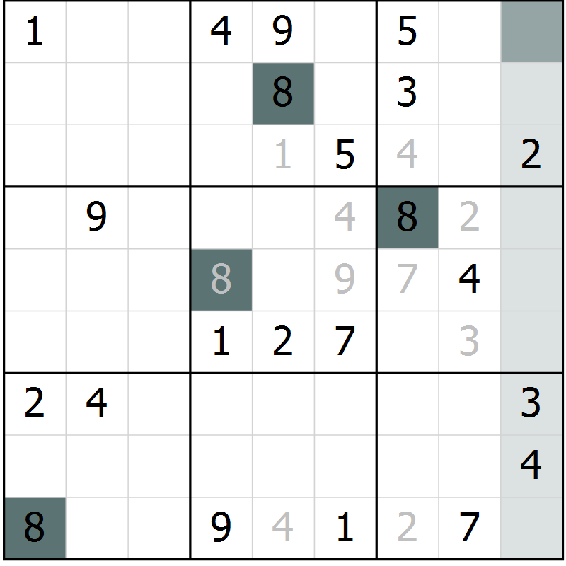 Position des candidats pour la solution de la Gr 33 page 35 du magazine de sudoku Expert n° 016