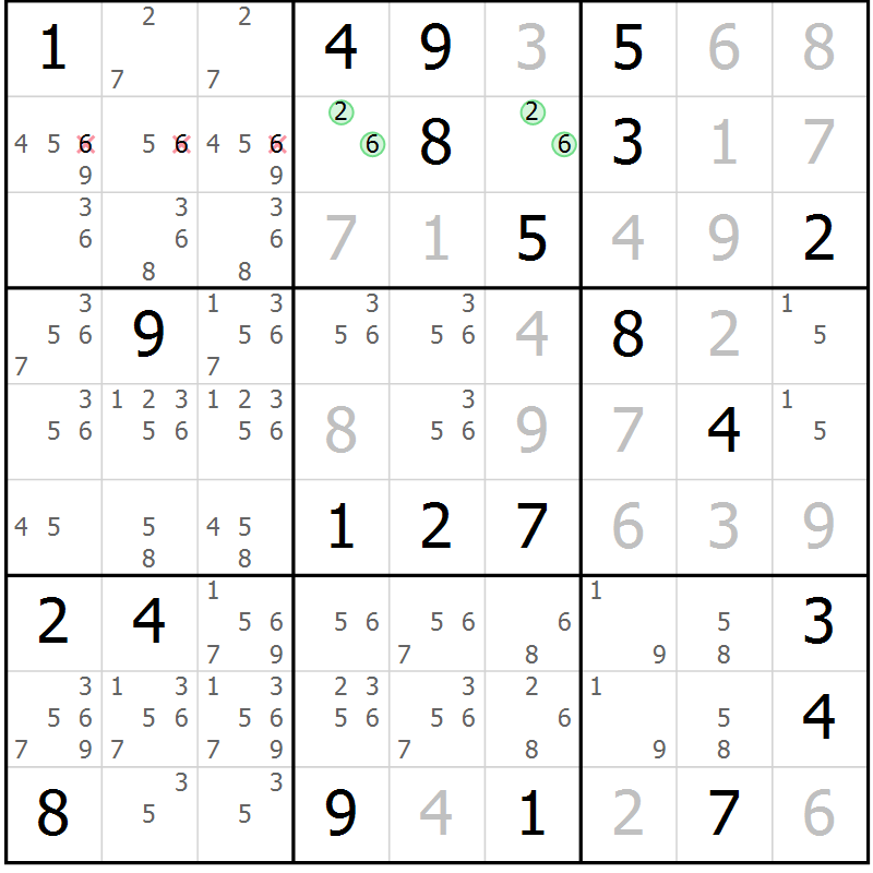 Position des candidats pour la solution de la Gr 33 page 35 du magazine de sudoku Expert n° 016