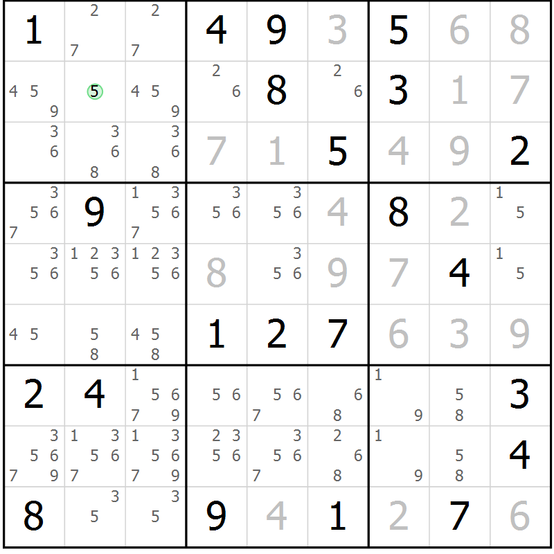 Position des candidats pour la solution de la Gr 33 page 35 du magazine de sudoku Expert n° 016