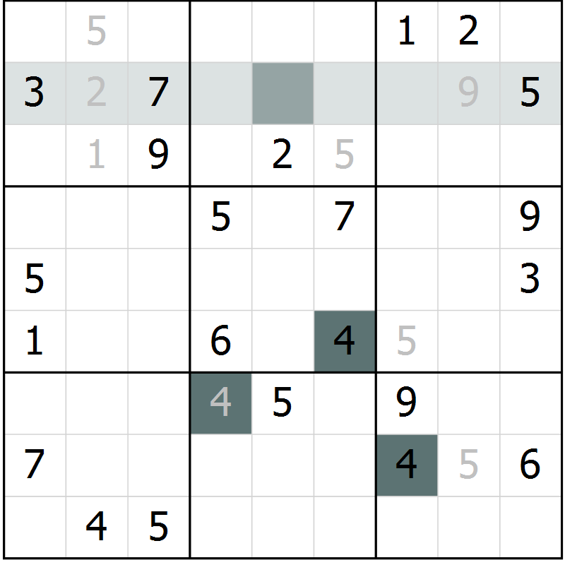Position des candidats pour la solution de la Gr 34 page 36 du magazine de sudoku Expert n° 016
