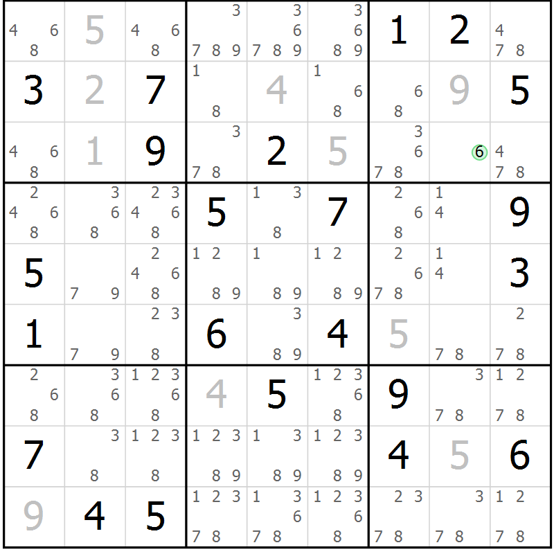 Position des candidats pour la solution de la Gr 34 page 36 du magazine de sudoku Expert n° 016