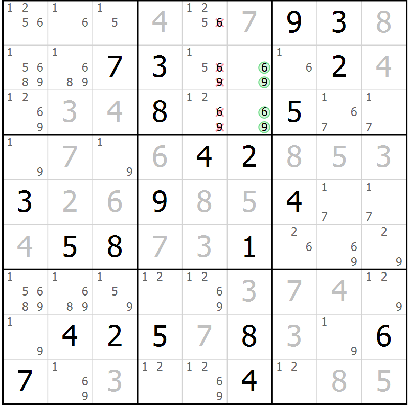 Position des candidats pour la solution de la Gr 36 page 38 du magazine de sudoku Expert n° 016