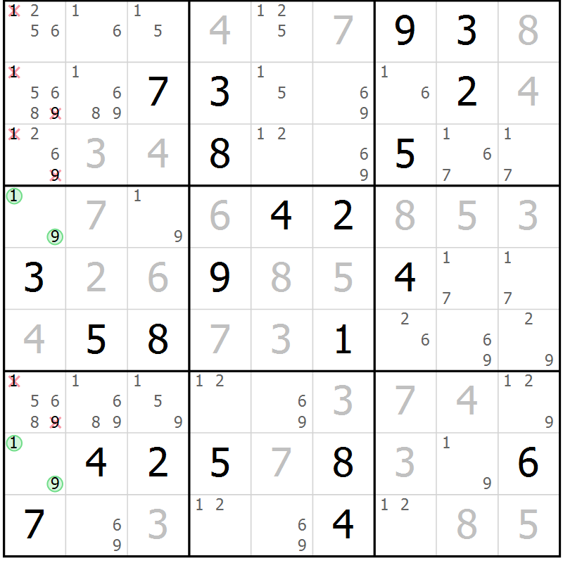 Position des candidats pour la solution de la Gr 36 page 38 du magazine de sudoku Expert n° 016