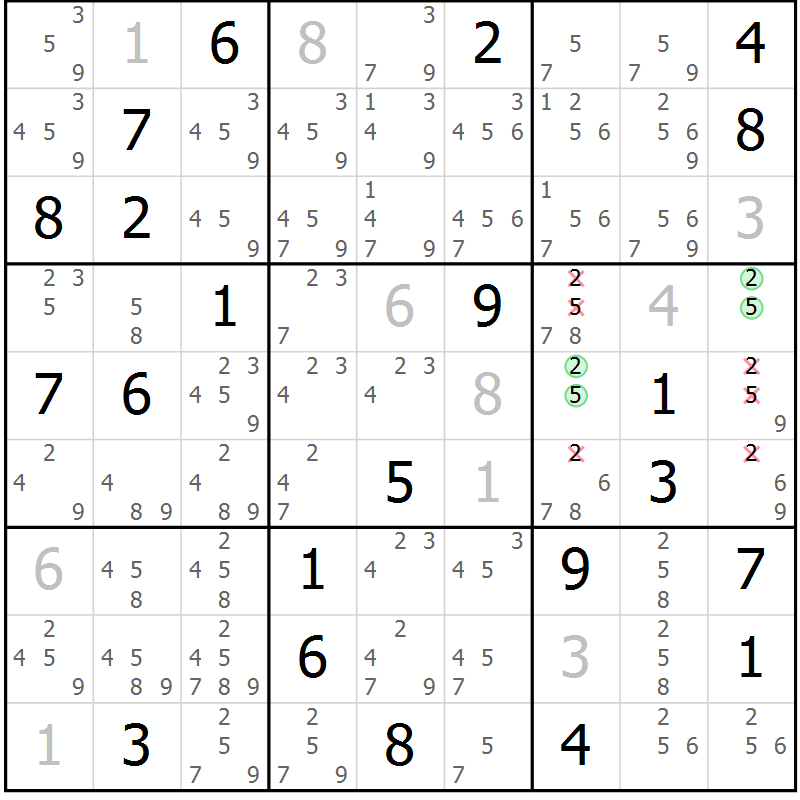 Position des candidats pour la solution de la Gr 38 page 40 du magazine de sudoku Expert n° 016
