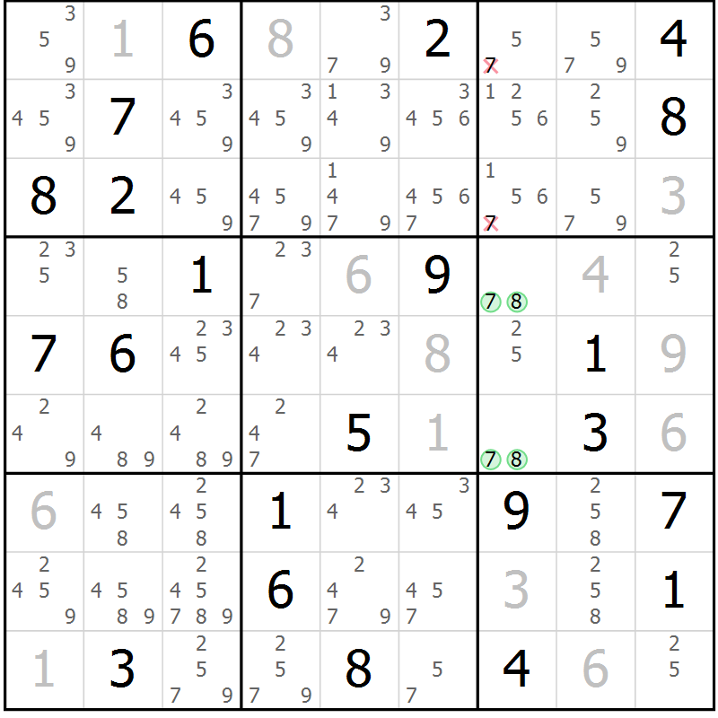 Position des candidats pour la solution de la Gr 38 page 40 du magazine de sudoku Expert n° 016