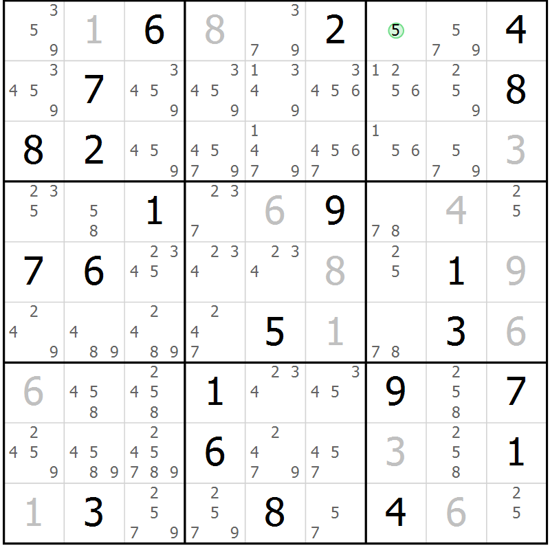 Position des candidats pour la solution de la Gr 38 page 40 du magazine de sudoku Expert n° 016
