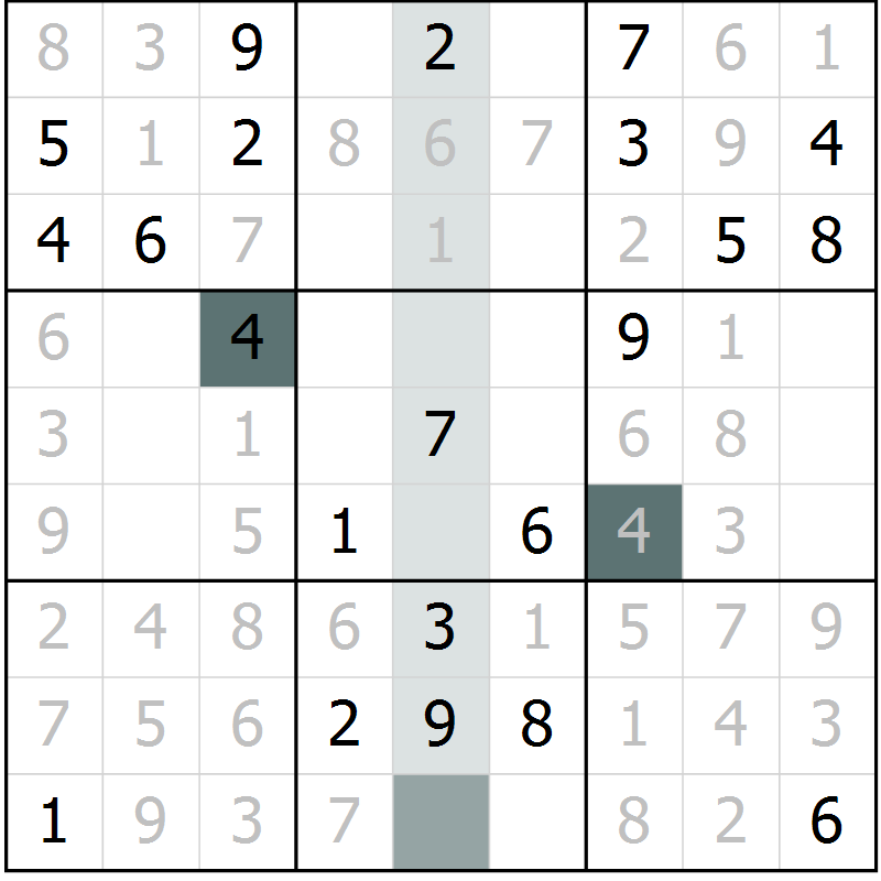 Position des candidats pour la solution de la Gr 39 page 41 du magazine de sudoku Expert n° 016