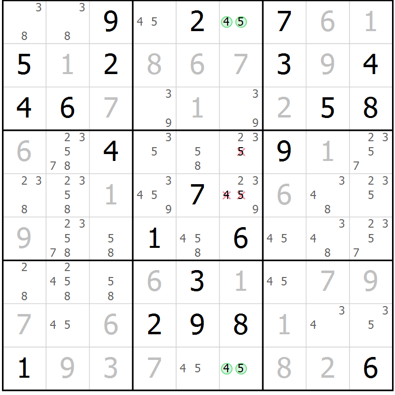 Position des candidats pour la solution de la Gr 39 page 41 du magazine de sudoku Expert n° 016