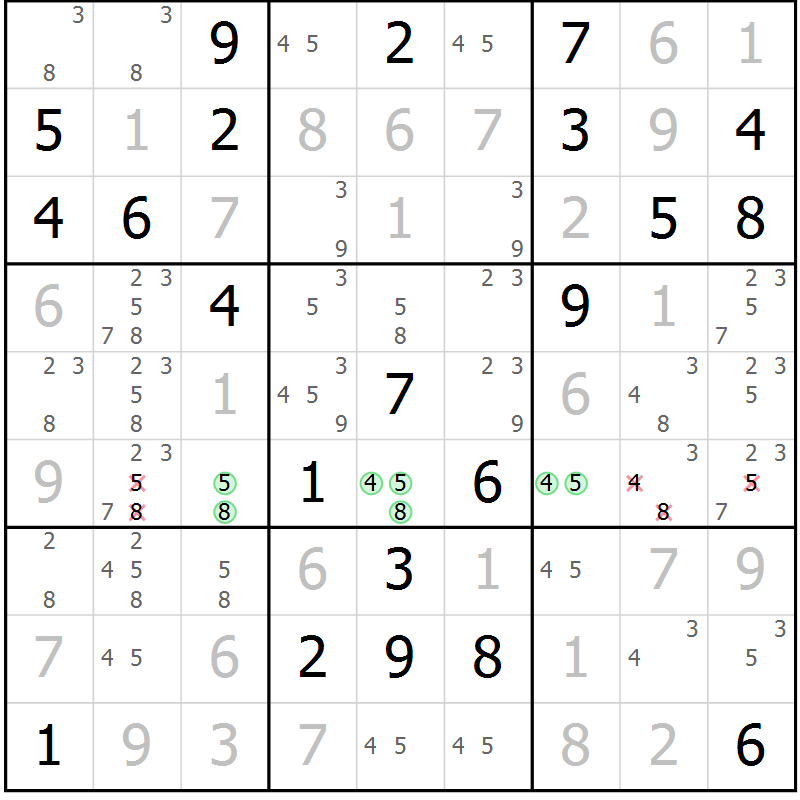 Position des candidats pour la solution de la Gr 39 page 41 du magazine de sudoku Expert n° 016