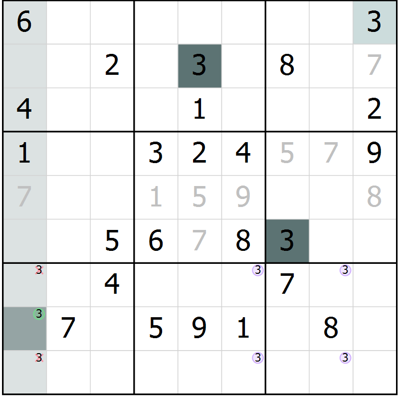 Position des candidats pour la solution de la Gr 4 page 6 du magazine de sudoku Expert n° 016