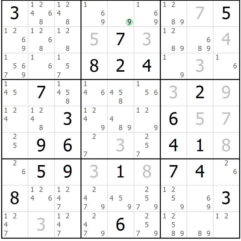 Position des candidats pour la solution de la Gr 40 page 42 du magazine de sudoku Expert n° 016
