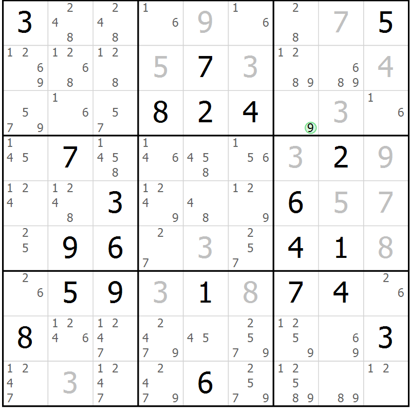 Position des candidats pour la solution de la Gr 40 page 42 du magazine de sudoku Expert n° 016