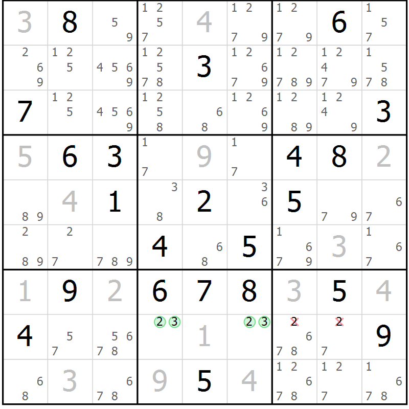 Position des candidats pour la solution de la Gr 41 page 43 du magazine de sudoku Expert n° 016