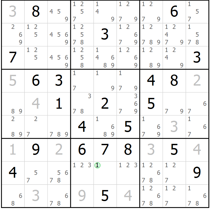Position des candidats pour la solution de la Gr 41 page 43 du magazine de sudoku Expert n° 016