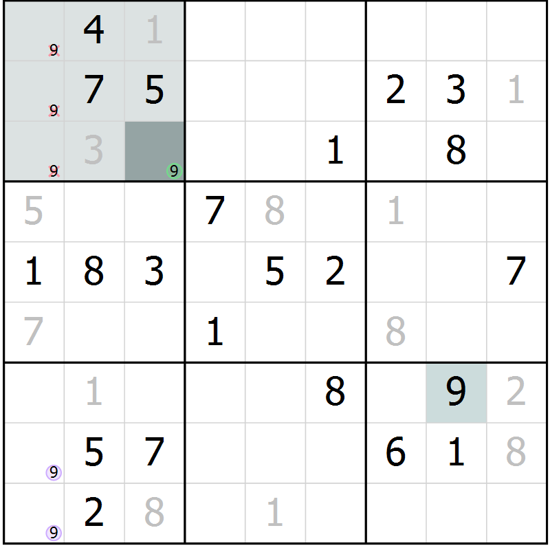 Position des candidats pour la solution de la Gr 42 page 44 du magazine de sudoku Expert n° 016