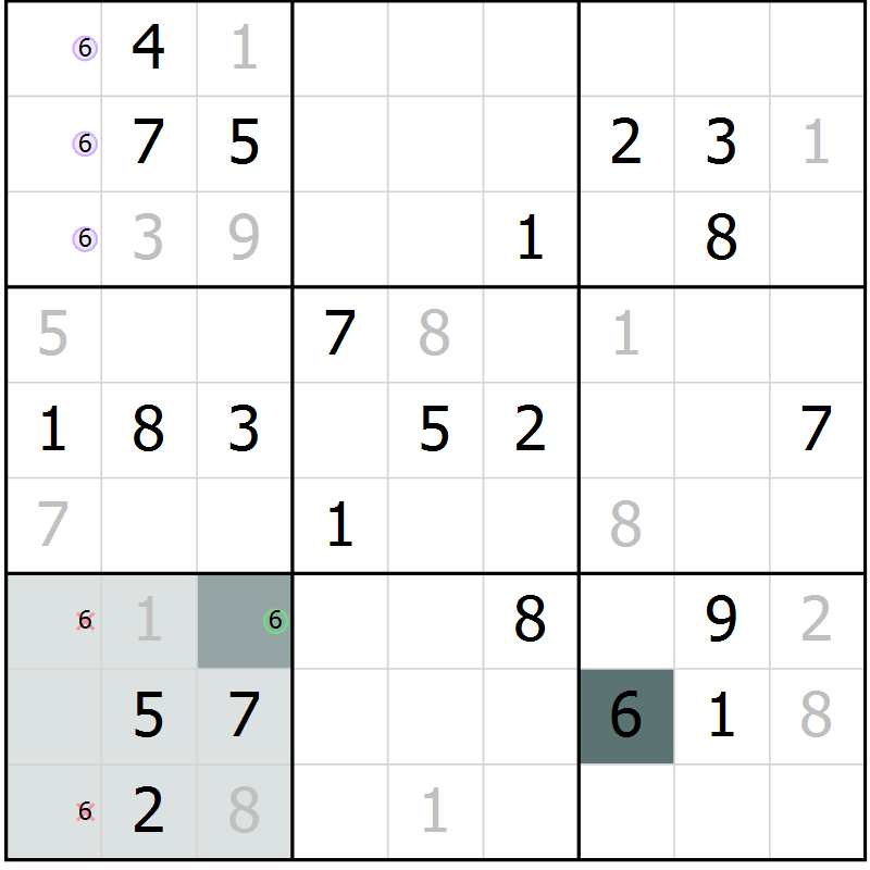 Position des candidats pour la solution de la Gr 42 page 44 du magazine de sudoku Expert n° 016