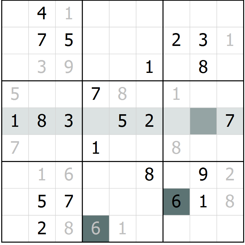Position des candidats pour la solution de la Gr 42 page 44 du magazine de sudoku Expert n° 016