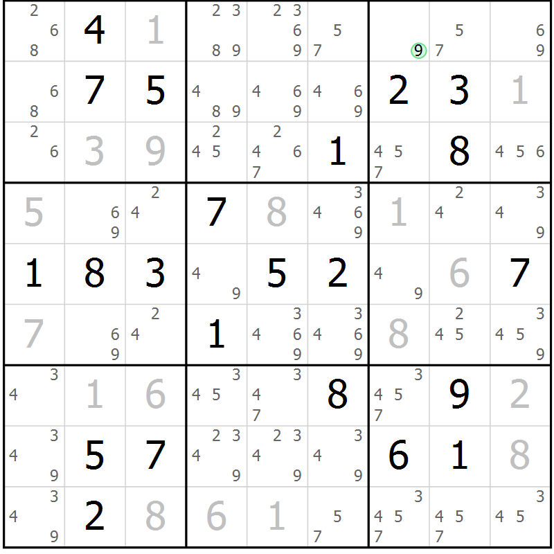 Position des candidats pour la solution de la Gr 42 page 44 du magazine de sudoku Expert n° 016