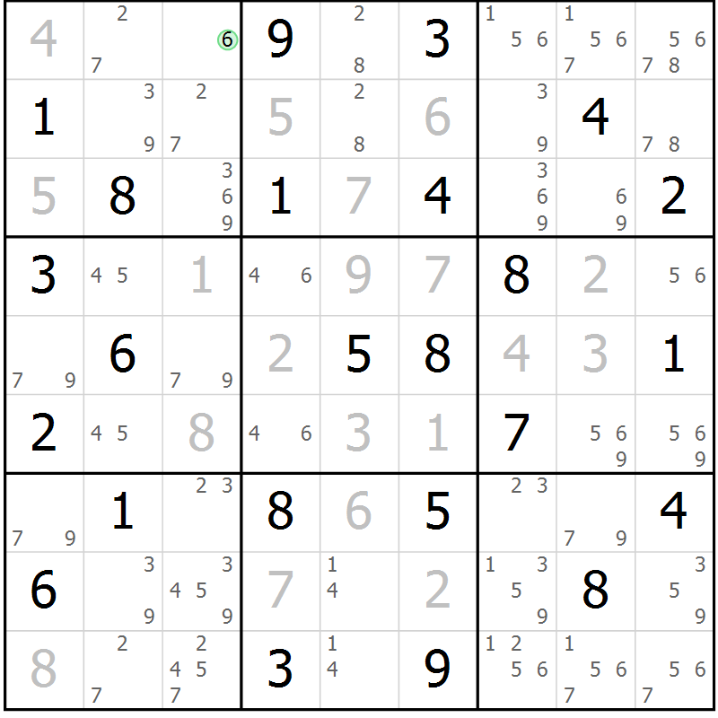 Position des candidats pour la solution de la Gr 43 page 45 du magazine de sudoku Expert n° 016