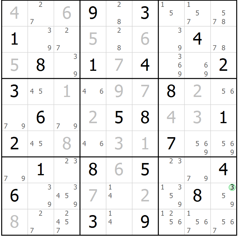 Position des candidats pour la solution de la Gr 43 page 45 du magazine de sudoku Expert n° 016
