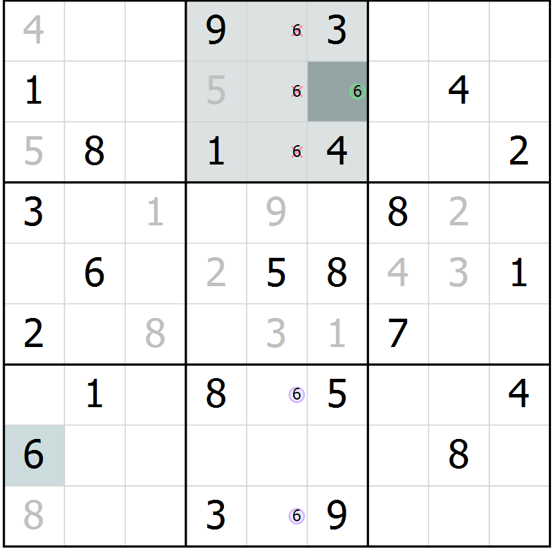 Position des candidats pour la solution de la Gr 43 page 45 du magazine de sudoku Expert n° 016
