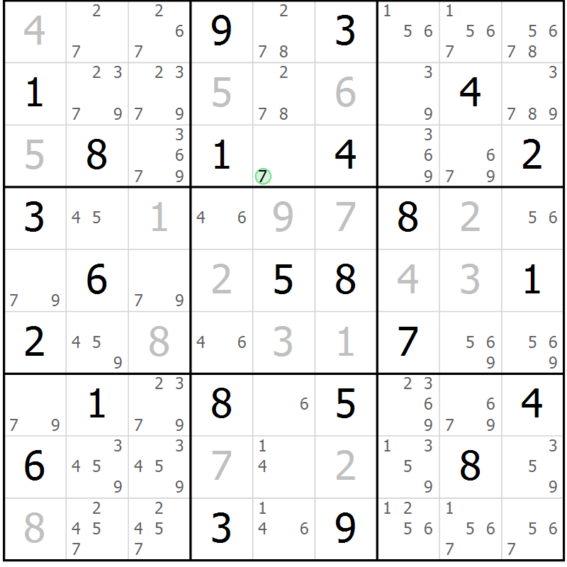 Position des candidats pour la solution de la Gr 43 page 45 du magazine de sudoku Expert n° 016