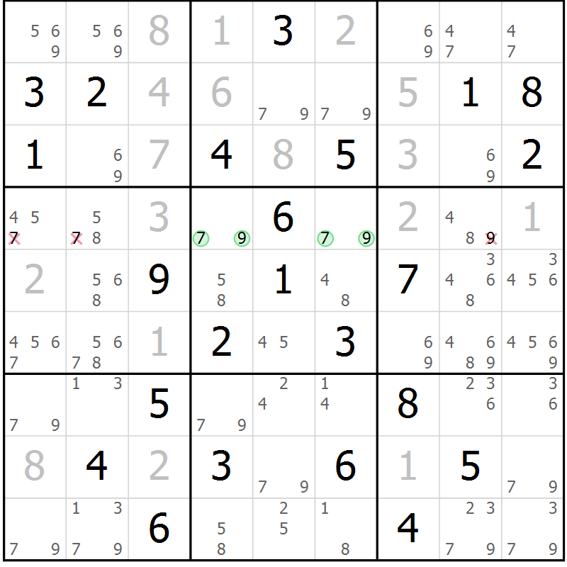 Position des candidats pour la solution de la Gr 44 page 46 du magazine de sudoku Expert n° 016