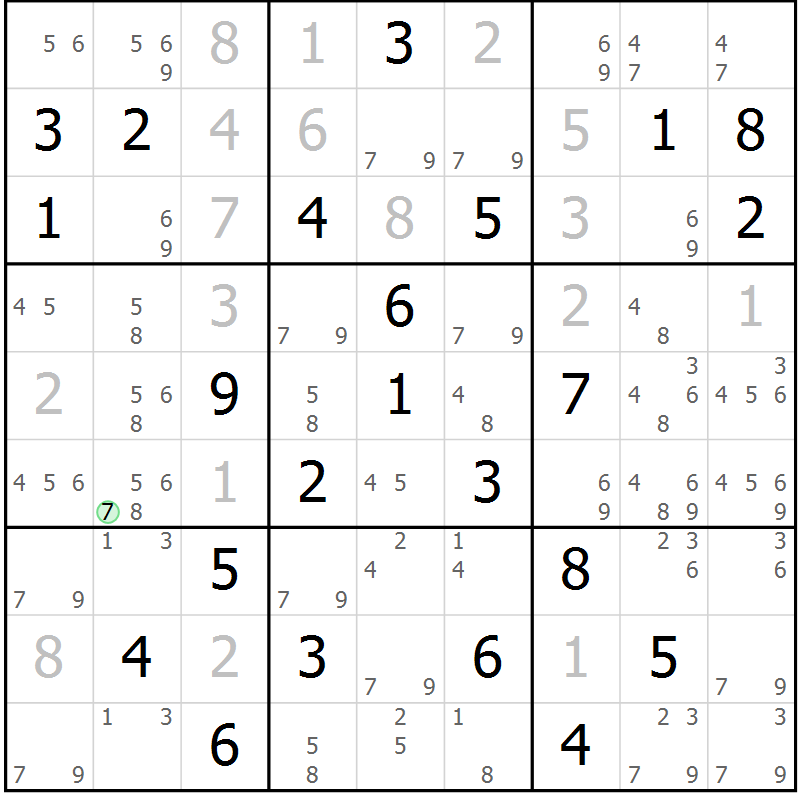 Position des candidats pour la solution de la Gr 44 page 46 du magazine de sudoku Expert n° 016